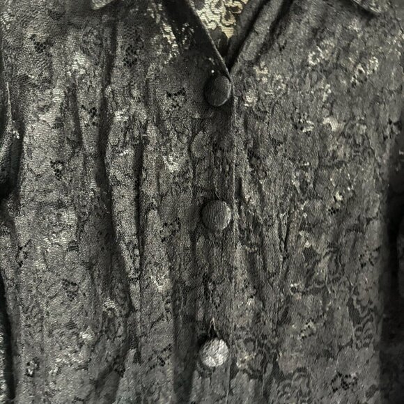 Vintage i.D Hot Couture Black Lace Goth Long Sleeve Blouse M - Picture 4 of 6